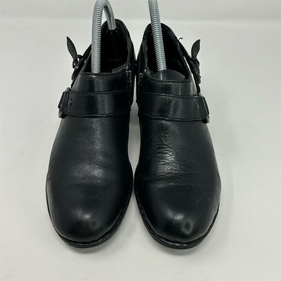 Born Women's Black Leather Western Ankle Booties Size 7.5 Harness Strap Zip - Picture 4 of 14
